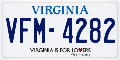VA license plate VFM4282