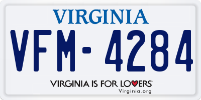 VA license plate VFM4284