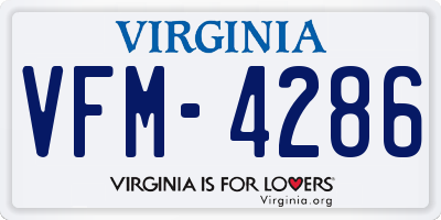 VA license plate VFM4286