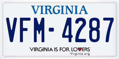 VA license plate VFM4287