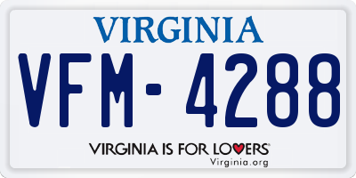 VA license plate VFM4288