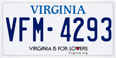 VA license plate VFM4293