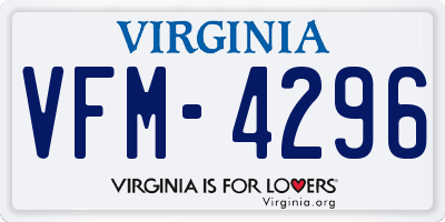 VA license plate VFM4296