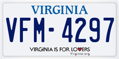 VA license plate VFM4297