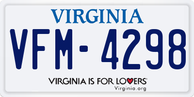 VA license plate VFM4298