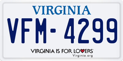 VA license plate VFM4299