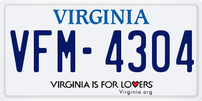 VA license plate VFM4304