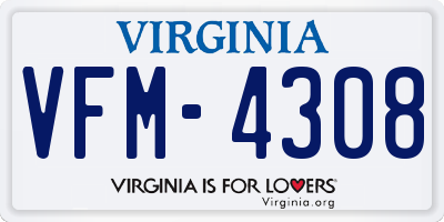 VA license plate VFM4308