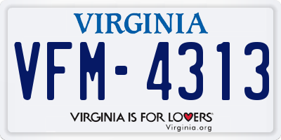 VA license plate VFM4313