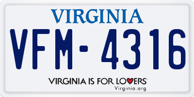 VA license plate VFM4316