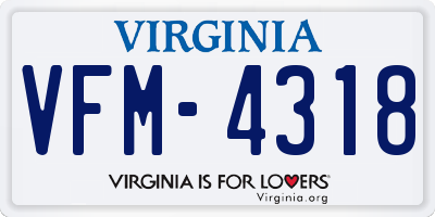 VA license plate VFM4318