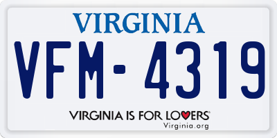 VA license plate VFM4319