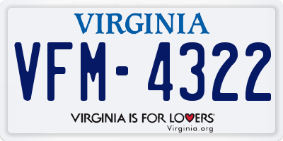 VA license plate VFM4322
