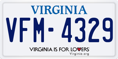 VA license plate VFM4329