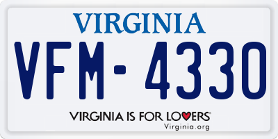 VA license plate VFM4330