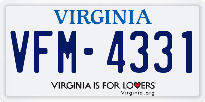 VA license plate VFM4331