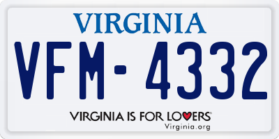 VA license plate VFM4332