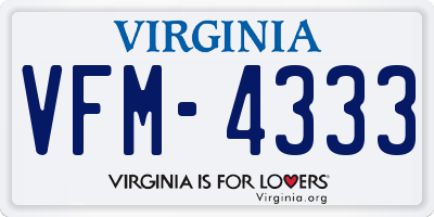 VA license plate VFM4333