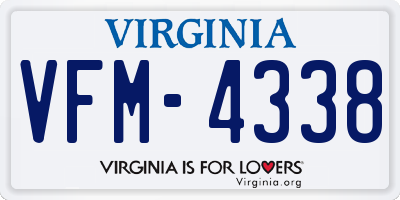 VA license plate VFM4338
