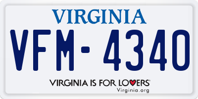 VA license plate VFM4340