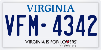 VA license plate VFM4342