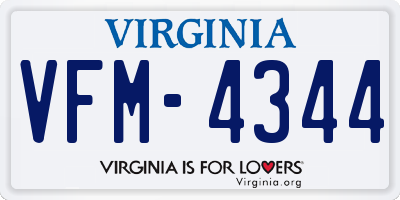 VA license plate VFM4344