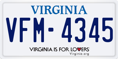 VA license plate VFM4345