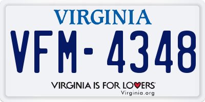 VA license plate VFM4348
