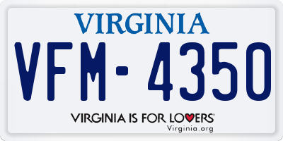 VA license plate VFM4350