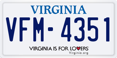 VA license plate VFM4351