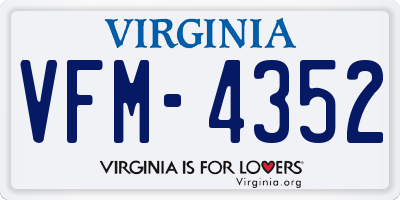 VA license plate VFM4352