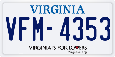 VA license plate VFM4353