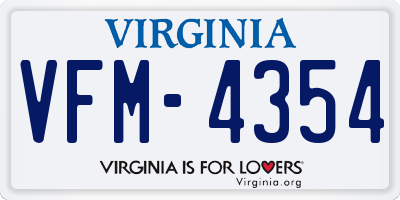 VA license plate VFM4354