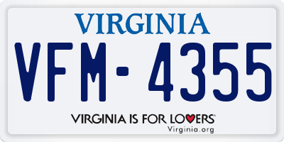 VA license plate VFM4355