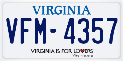 VA license plate VFM4357