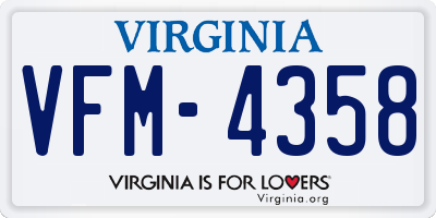VA license plate VFM4358