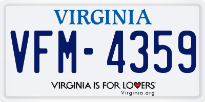 VA license plate VFM4359