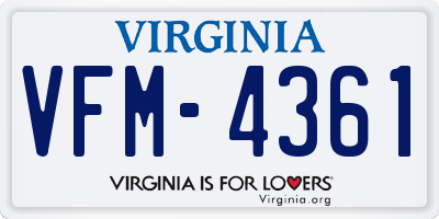 VA license plate VFM4361