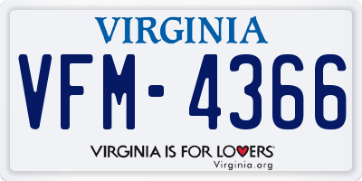 VA license plate VFM4366