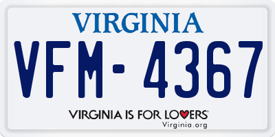 VA license plate VFM4367