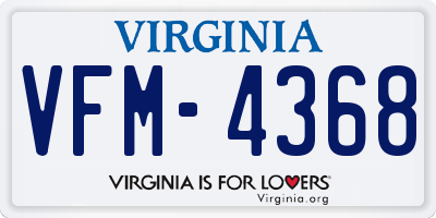 VA license plate VFM4368