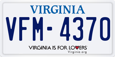 VA license plate VFM4370