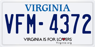 VA license plate VFM4372