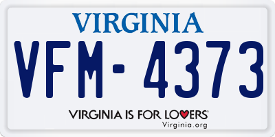 VA license plate VFM4373