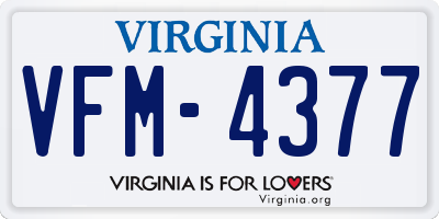 VA license plate VFM4377