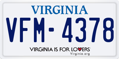 VA license plate VFM4378