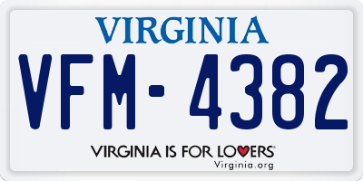 VA license plate VFM4382