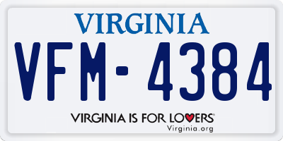 VA license plate VFM4384