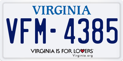 VA license plate VFM4385