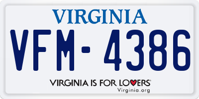 VA license plate VFM4386